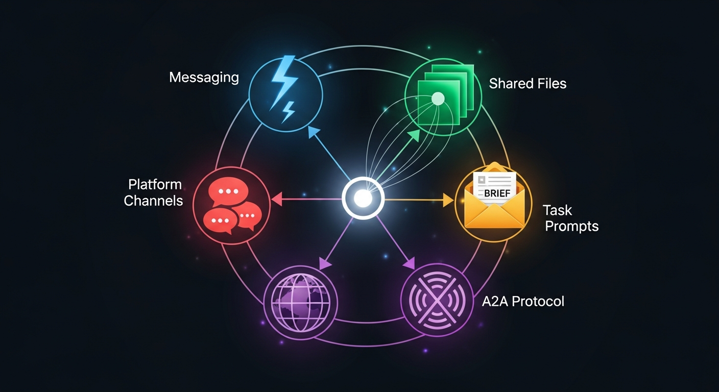 The five communication channels for multi-agent coordination
