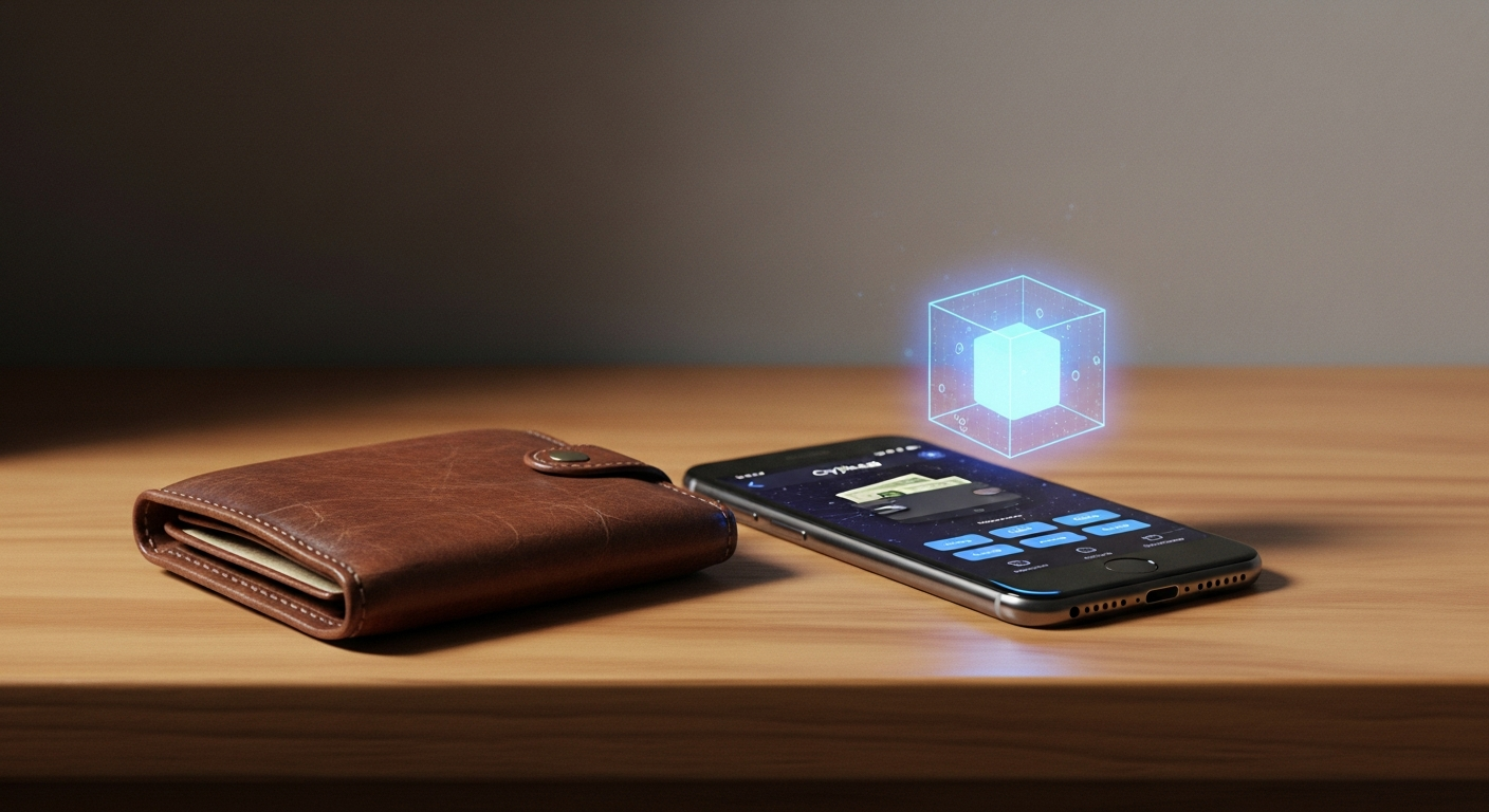 Three Generations of Wallets - from leather to hologram