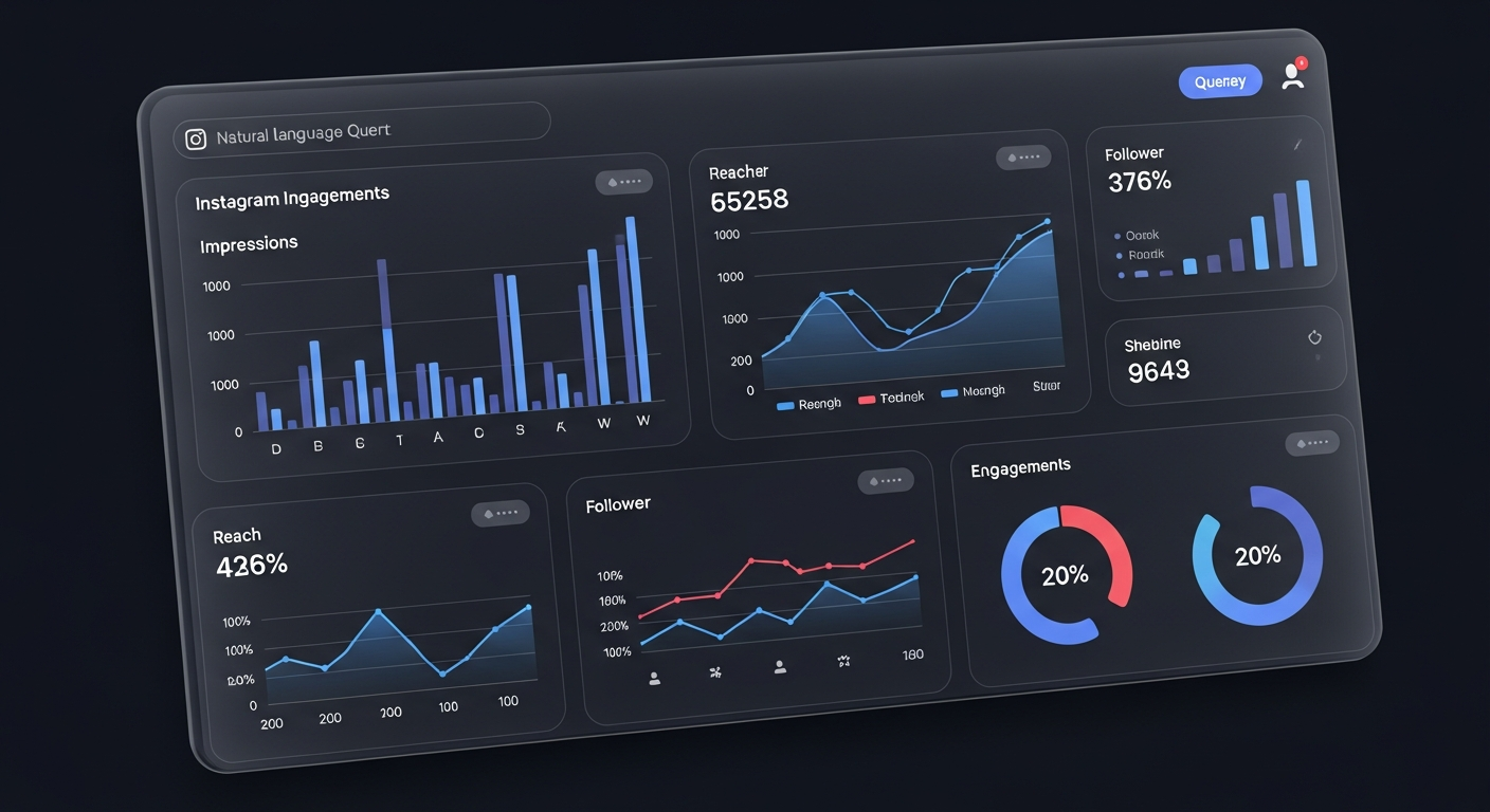 Dashboard showing Xpoz MCP querying Instagram data with natural language, displaying engagement metrics and trend charts