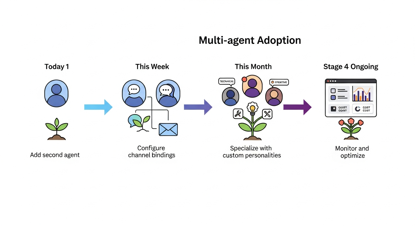 Incremental adoption path from single agent to full multi-agent team