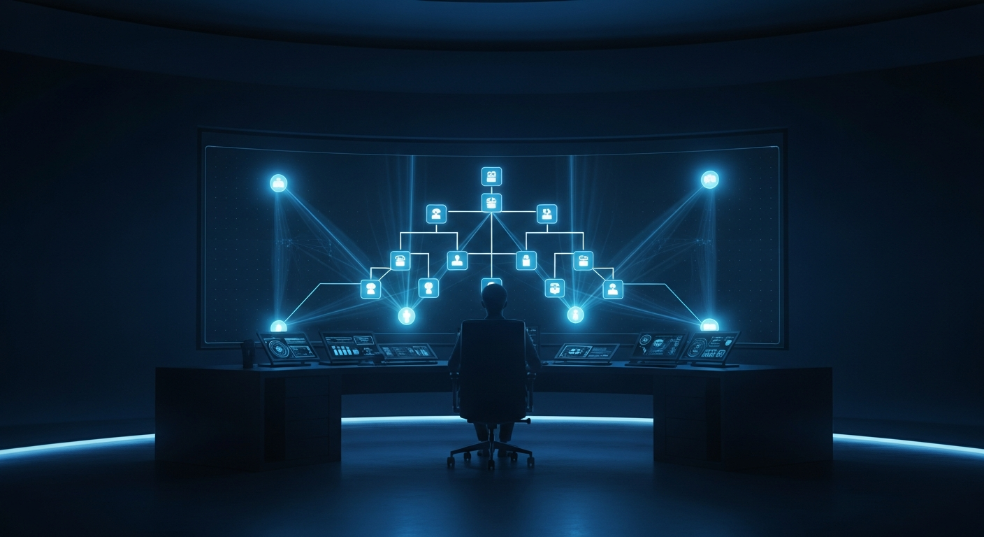 Clean command center with organized agent hierarchy