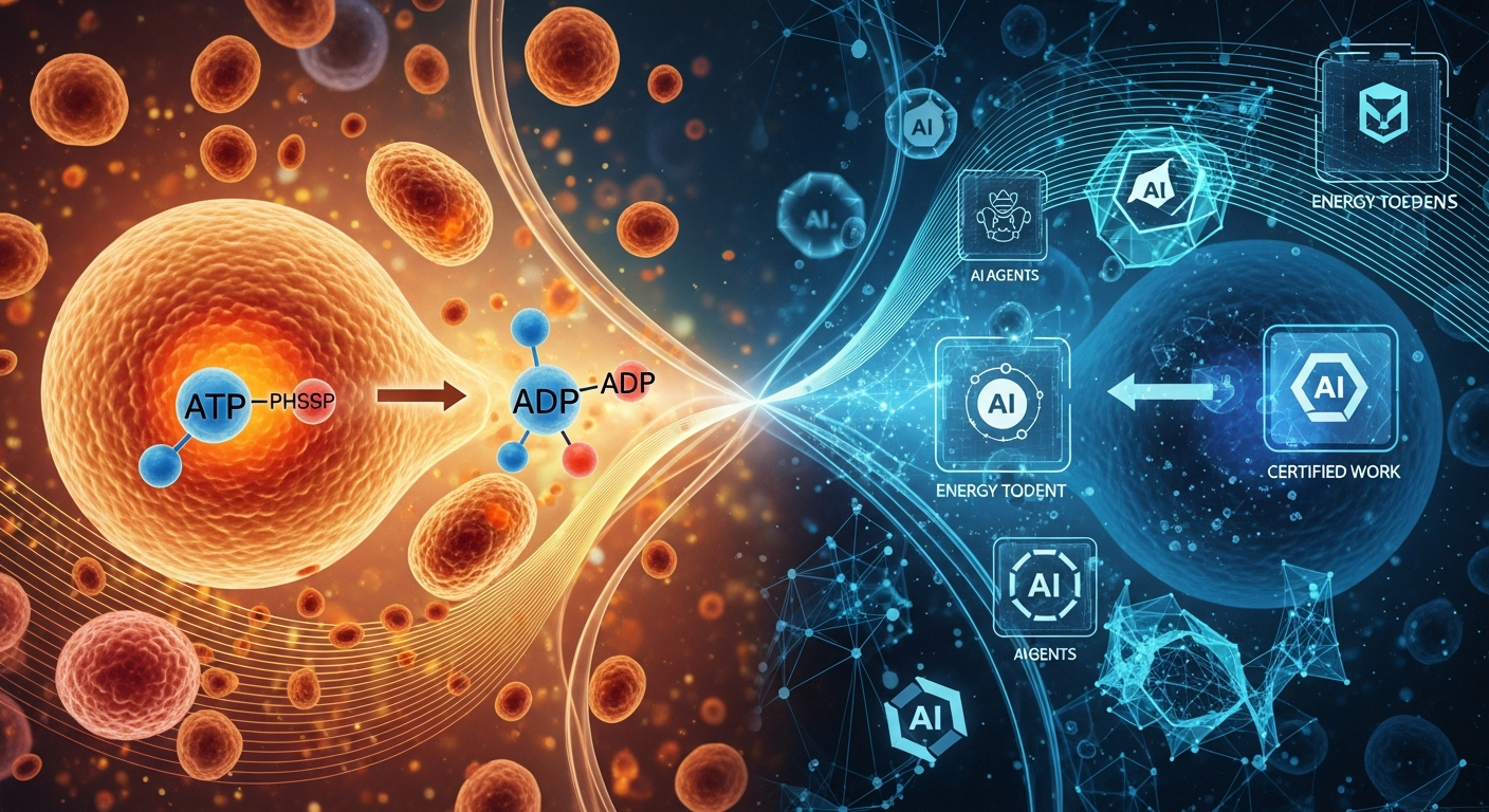 The biological metaphor: ATP/ADP cycles mirror digital value exchange